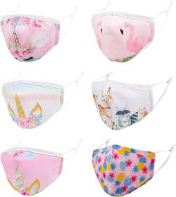 img 4 attached to Kids Face Mask: 4 or 6Pcs Cloth 👶 Washable Reusable Adjustable Fabric - Cute for 4-12 Boys Girls