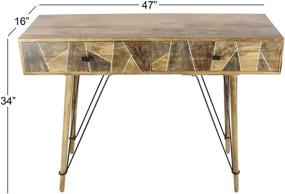 img 2 attached to 🪑 Deco 79 Wood and Metal Table - Stylish 34" x 47" Brown/Light Brown/Black Design