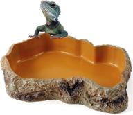 🦎 resin rock worm feeder dish: ideal reptile food & water bowls for terrariums and pet amphibians - perfect decor for lizards, geckos, frogs, and more! logo