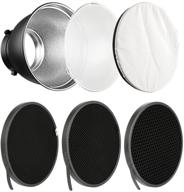 7-inch standard reflector lamp shade dish diffuser with variety of 🔦 honeycomb grids and soft cloth for bowens mount studio strobe flash light speedlite logo