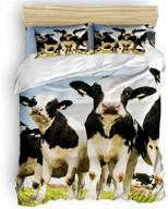 yogaly home bedding set: queen size 4-piece cow meadow blue sky print for all ages logo