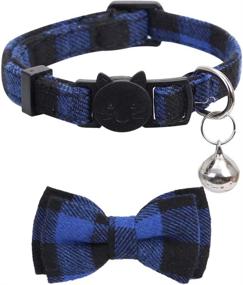 img 2 attached to Lamphyface 2 Pack/Set Cat Collar Breakaway with Adorable Bow Tie and Bell for Kitty - Adjustable Safety Plaid Design