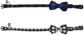 img 1 attached to Lamphyface 2 Pack/Set Cat Collar Breakaway with Adorable Bow Tie and Bell for Kitty - Adjustable Safety Plaid Design