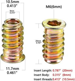 img 3 attached to PGMJ 80 Pieces M6 Wood Inserts Bolt Furniture Screw In Nut Threaded Fastener Connector Hex Socket Drive For Wood Furniture Assortment (M6X20Mm)