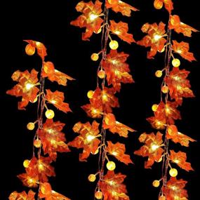 img 4 attached to 🍁 Autumn Fall Garland Decor with 30 LED Maple Leaf & Pumpkin String Lights - Perfect for Thanksgiving, Halloween, and Holiday Parties - Indoor/Outdoor Autumn Décor with 3 AA Battery Power