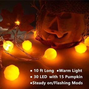 img 1 attached to 🍁 Autumn Fall Garland Decor with 30 LED Maple Leaf & Pumpkin String Lights - Perfect for Thanksgiving, Halloween, and Holiday Parties - Indoor/Outdoor Autumn Décor with 3 AA Battery Power