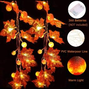 img 3 attached to 🍁 Autumn Fall Garland Decor with 30 LED Maple Leaf & Pumpkin String Lights - Perfect for Thanksgiving, Halloween, and Holiday Parties - Indoor/Outdoor Autumn Décor with 3 AA Battery Power