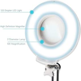 img 1 attached to 🔎 Gynnx LED Magnifying Lamp: 10X Magnifier Desk Lamp, 4200 Lumens, with 5 Inch Magnifier Glass Lens, Bright 120 PCS LEDs, Adjustable Stainless Steel Lamp Arm for Reading, Craft, Knitting, and Desktop Office Workbench