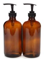 🍶 large 16 oz empty amber glass bottles with black lotion pumps by vivaplex logo