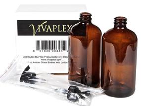 img 2 attached to 🍶 Large 16 oz Empty Amber Glass Bottles with Black Lotion Pumps by Vivaplex