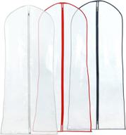 👗 hangerworld 6 clear showerproof long dress gown garment protector bags - 72-inch with mixed color trims логотип