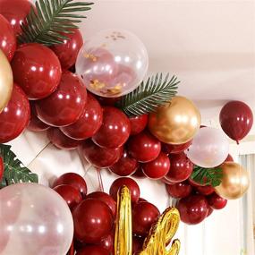 img 2 attached to 70pcs Red and Gold Balloon Garland Kit - 10 Inch Balloons with Confetti - Ideal for Birthday, Wedding, and Anniversary Party Decoration