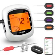 🔥 bluetooth bbq meat thermometer with 4 probes, wireless digital grill thermometer for kitchen meat - white logo