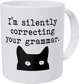 img 1 attached to 📚 Wampumtuk Cat 11 oz Funny Coffee Mug for Grammar Teachers - Silently Correcting Your Grammar