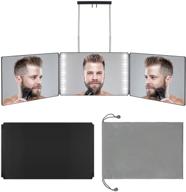 🪞 rechargeable trifold mirror with real glass, adjustable light & telescoping hooks - portable diy haircut tool for head & neckline grooming, cutting, trimming, and shaving logo