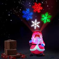 xmas holiday party: indoor christmas decoration projector - colorful santa snowflake night light display featuring santa claus shape logo