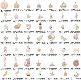 img 3 attached to 🌸 40pcs (20PAIRS) Assorted Gold Plated Enamel Animals, Fruits, Moon, Star, Dainty Dangle Flowers Pendants Charms for Jewelry Making Necklace Bracelet, Pink Theme