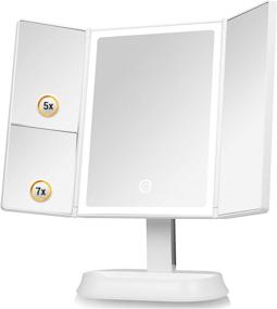 img 2 attached to 💡 Luxo Lighted Mirror: Illuminate your Beauty with 40 LED Lights, Magnification, and Dimmable Sensor Touch - Perfect Vanity Mirror for Flawless Makeup