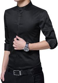 img 2 attached to Boyland Banded Collar Sleeve Tuxedo Men's Clothing