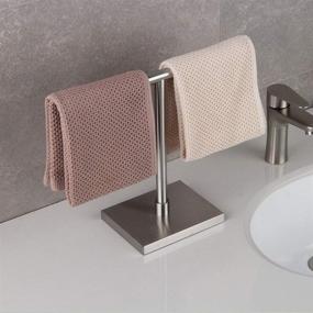 img 2 attached to Modern Tree Rack Free Standing Hand Towel Holder Stand for Countertop, Brushed Finish in SUS 304 Stainless Steel - GERZWY