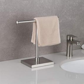 img 1 attached to Modern Tree Rack Free Standing Hand Towel Holder Stand for Countertop, Brushed Finish in SUS 304 Stainless Steel - GERZWY