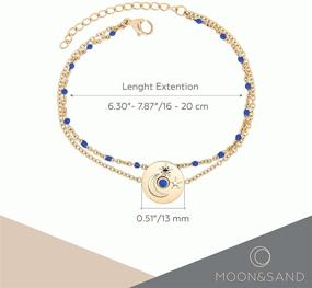 img 1 attached to 🌙 Navy Blue Zircon Bracelet with Gold-plated Stainless Steel Chain and Extension, 6.3 inches - Moon & Sand Night Sky