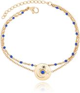 🌙 navy blue zircon bracelet with gold-plated stainless steel chain and extension, 6.3 inches - moon & sand night sky logo