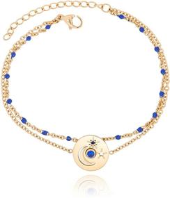 img 4 attached to 🌙 Navy Blue Zircon Bracelet with Gold-plated Stainless Steel Chain and Extension, 6.3 inches - Moon & Sand Night Sky