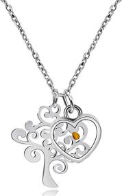 img 4 attached to 🌳 ULoveido White Gold Plated Stainless Steel Life Tree Mustard Seed Heart Pendant Necklace - Religious Jewelry for Teen Girls Y636