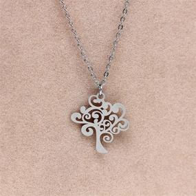 img 2 attached to 🌳 ULoveido White Gold Plated Stainless Steel Life Tree Mustard Seed Heart Pendant Necklace - Religious Jewelry for Teen Girls Y636