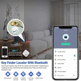 img 2 attached to 🔑 Брелок Bluetooth, пульт и поиск потерянных вещей с громким звуком 85 дБ - бело-синий логотип - идеально подходит для телефона, очков, кошелька, ключей от автомобиля и пульта телевизора.