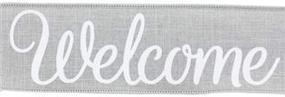 img 1 attached to 🎀 Stylish Light Grey and White Welcome Canvas Wired Edge Ribbon, 2.5" x 10 Yards – Perfect for Crafts and Decor