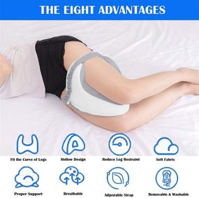 img 1 attached to 🌙 Memory Foam Knee Pillow for Side Sleeping with Strap - Spine Alignment, Back Pain, Pregnancy Relief - Sciatica, Lower Back, Hip, Joint Support - Blue