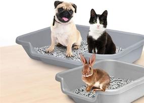 img 2 attached to 🐶 PuppyGoHere Misty Gray Indoor Puppy Litter Box, Small Size: 20" x 15" x 5" with 15" Side Opening - Refer to Size Diagram before Ordering