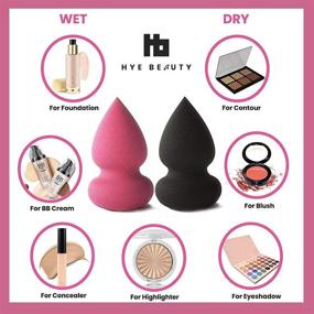 img 2 attached to 💄 Hye Beauty 2-Piece Makeup Sponge Set: Black & Pink Beauty Blender for Perfectly Blended Liquid, Cream & Powder Products - Ideal for Foundation, Concealer, Primer & Blush - Skin-Friendly Dry Applicators