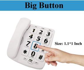 img 3 attached to HePesTer P-02: Amplified Large Button Corded Phone for Seniors with Low Vision - Wall Mountable & Extra Loud Ringer (White)