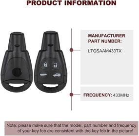 img 2 attached to 🔑 ANGLEWIDE Car Key Fob Keyless Entry Remote Replacement - 4 Buttons Black for Saab 9-3 and 9-5 - FCC LTQSAAM433TX - 03-11 Model Years - 1pad Included