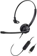 🎧 enhanced usb headset with microphone noise cancelling: perfect for office business calls, pc chat, skype, microsoft teams & voice recognition dictation logo