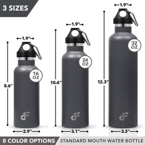 img 3 attached to 🧴 Day 1 Fitness Stainless Steel Water Bottle Standard Mouth - Vacuum Insulated, Double Walled, Carabiner Clip - Choose from 3 Sizes, 8 Colors, and Multi-pack Options| Sweat Proof Thermos+