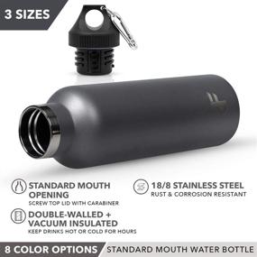 img 2 attached to 🧴 Day 1 Fitness Stainless Steel Water Bottle Standard Mouth - Vacuum Insulated, Double Walled, Carabiner Clip - Choose from 3 Sizes, 8 Colors, and Multi-pack Options| Sweat Proof Thermos+