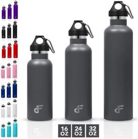 img 4 attached to 🧴 Day 1 Fitness Stainless Steel Water Bottle Standard Mouth - Vacuum Insulated, Double Walled, Carabiner Clip - Choose from 3 Sizes, 8 Colors, and Multi-pack Options| Sweat Proof Thermos+