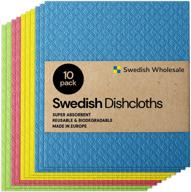 🧽 10 pack reusable swedish dish cloths - absorbent hand towels for kitchen, counters & washing dishes - cellulose sponge cloth - eco friendly gifts - assorted colors logo