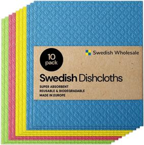 img 4 attached to 🧽 10 Pack Reusable Swedish Dish Cloths - Absorbent Hand Towels for Kitchen, Counters & Washing Dishes - Cellulose Sponge Cloth - Eco Friendly Gifts - Assorted Colors