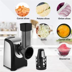 img 3 attached to 🥗 Efficient Electric Salad Machine: Slicer, Shredder, Cutter, and Grater for Home Kitchen - 4 Attachments, Fruits, Vegetables, Potato, Fruit Smoothie - 150W