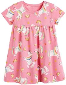 img 1 attached to 👶 LNKXRTY Baby Dinosaur Dress - Girl's Short Sleeve Cute Cartoon Cotton Dress for Toddler Girls, Perfect for Summer Casual Wear