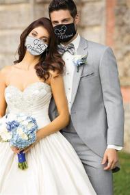 img 1 attached to 🤵 Bride and Groom Wedding Face Mask Set for Couples - Engagement Dust Mouth Cover with 2 Pcs for Women and Men