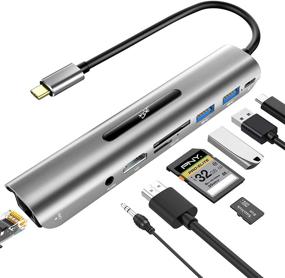 img 4 attached to 🔌 High-Performance 8-in-1 USB C Hub with Ethernet, 4K HDMI, Dual USB 3.0, SD/TF Card Reader, 100W Power Delivery, 3.5mm Audio Jack - Compatible with Windows, Mac OS, Surface Pro, and More USB-C Laptops