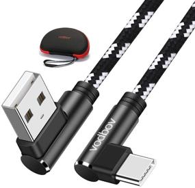 img 4 attached to 🔌 vodbov USB на кабель USB Type-C с углом 90 градусов - 3 штуки (4 фута, 6 футов, 10 футов) - Быстрая зарядка с сумкой EWA - кабель с правым углом Type-C (10 футов, черный)