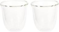 ☕ de'longhi double walled thermo espresso glasses set of 2, clear - delonghi logo