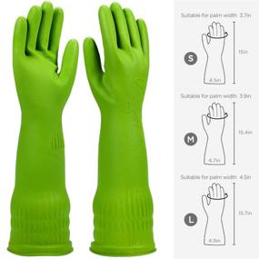 img 3 attached to 🧤 Waterproof Reusable Rubber Dishwashing Gloves - 3 Pairs, Long-lasting & Durable for Kitchen and Household Cleaning (Green, Medium)